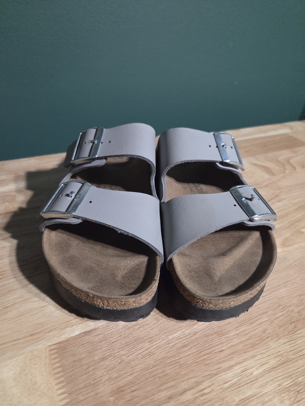Papillio by Birkenstock Arizona Platform Vegan Stone Coin Grey Sandal 38